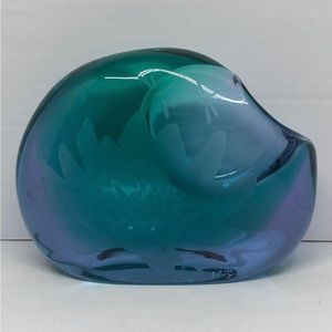 Hand-Blown Czech Art Glass Zelezny Brod Sklo by Josef Cvrcek Etched Vase